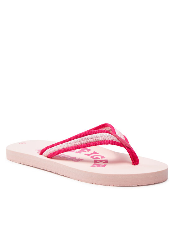 Tommy Hilfiger Tommy Hilfiger Šlepetės per pirštą Logo Print Flip Flop T3A8-33294-0058 S Rožinė