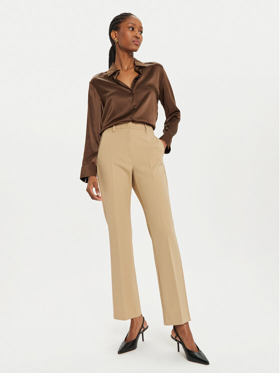 Weekend Max Mara Weekend Max Mara Medžiaginės kelnės Estasi 2425136032 Smėlio Straight Fit