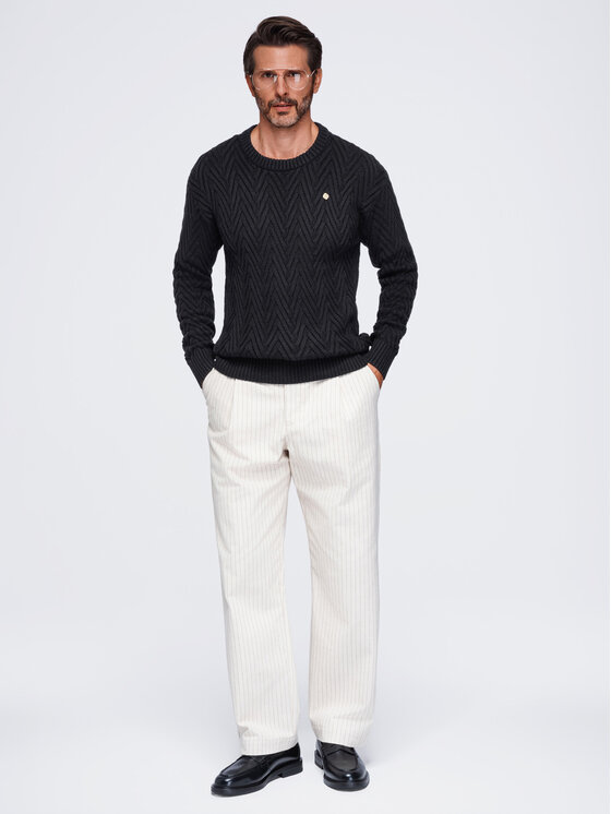 Ombre Ombre Sweter OM-SWSW-0190 Czarny Regular Fit