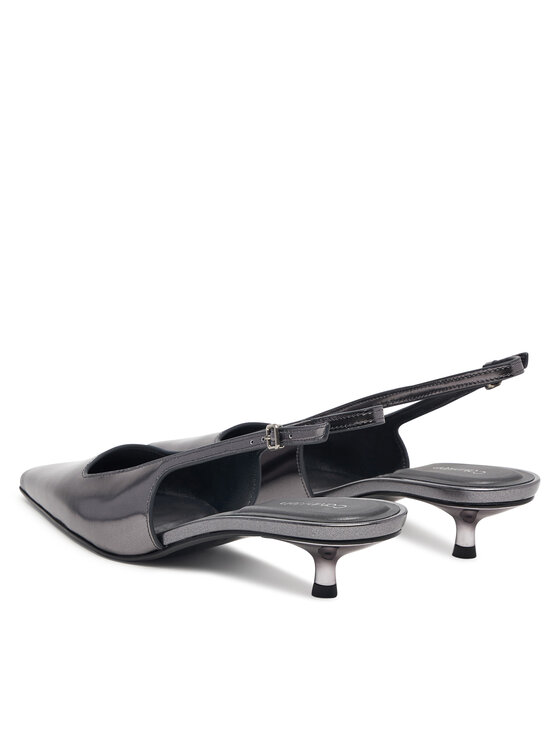 Calvin Klein Calvin Klein Salonarji Kitten Heel Pump Sling Mirr Lth HW0HW03275 Srebrna