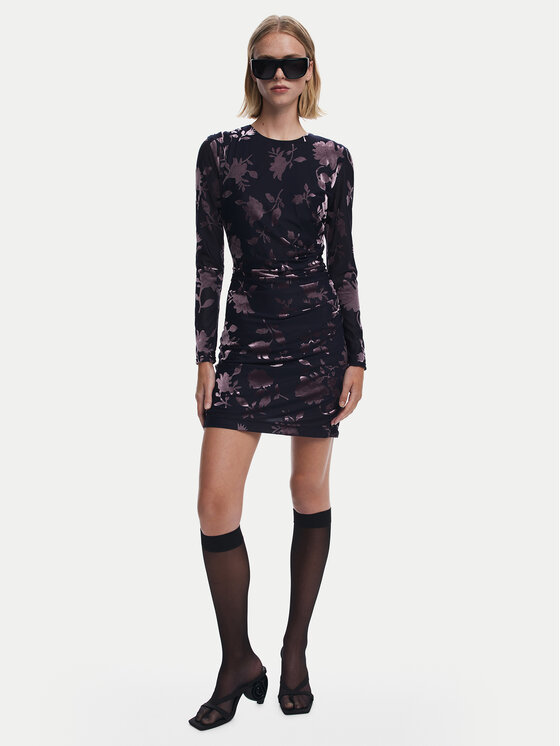 Desigual Desigual Koktejlové šaty Medora 25WWVK27 Černá Slim Fit
