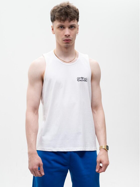 Smerfy Smerfy Tank top Zgrywus Sketch Bezrękawnik Biały Regular Fit