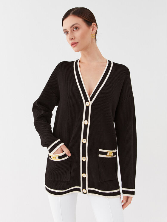 Elisabetta Franchi Elisabetta Franchi Strickjacke MK-71S-36E2-V460 Schwarz Regular Fit