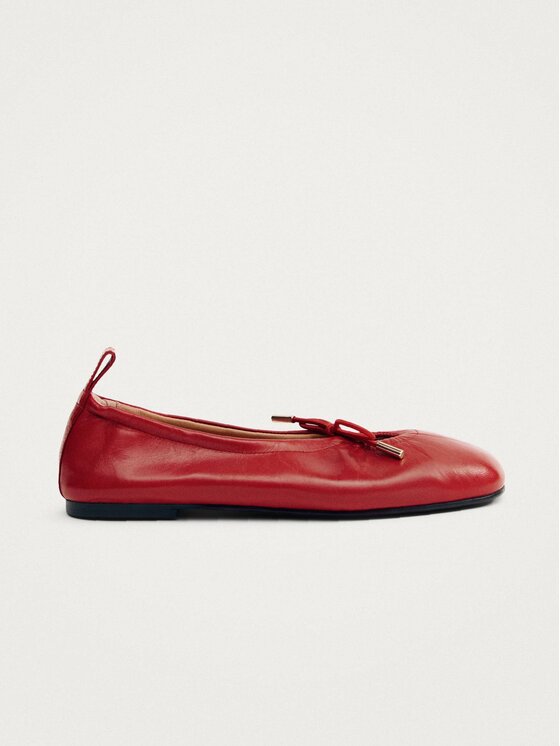 Baleriny, rozmiar 38, Czerwone, Rosalind Red Leather Ballet Flats
