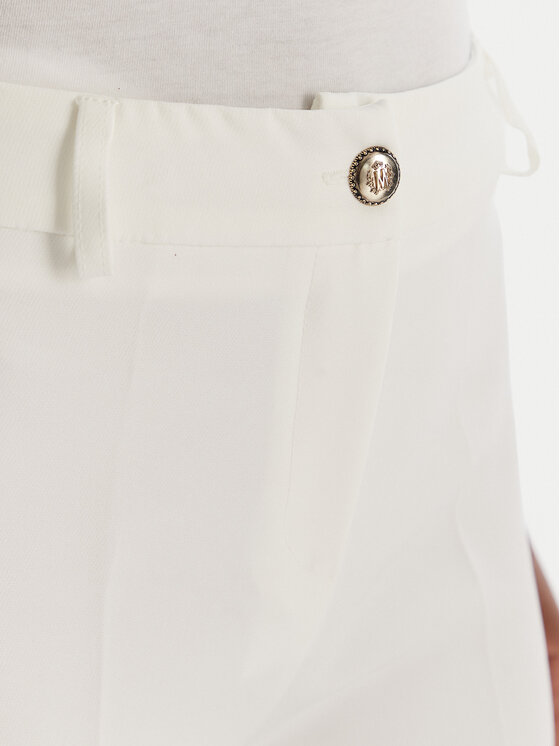 Maryley Maryley Pantaloni din material 25IB52Z/M17/43BC Alb Regular Fit