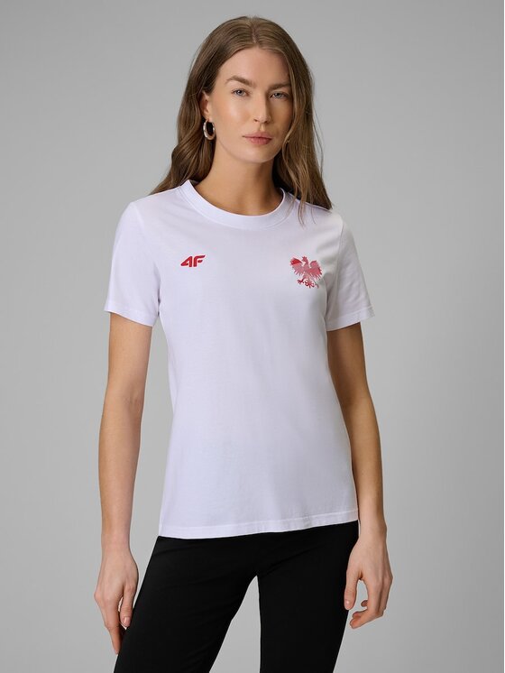 4F 4F T-Shirt 4FRMM00TTSHF2950-10S Biały Regular Fit
