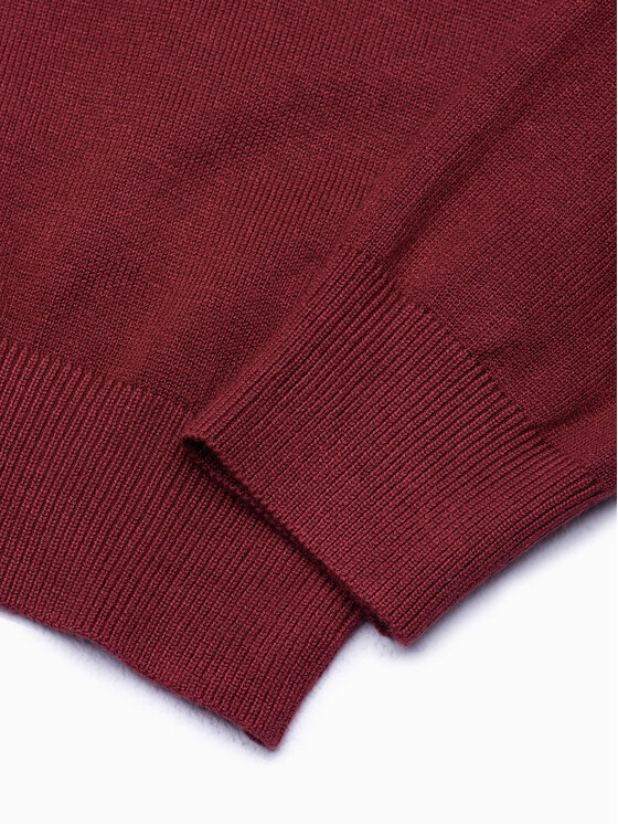Ombre Ombre Sweter OM-SWBS-0106 Bordowy Regular Fit