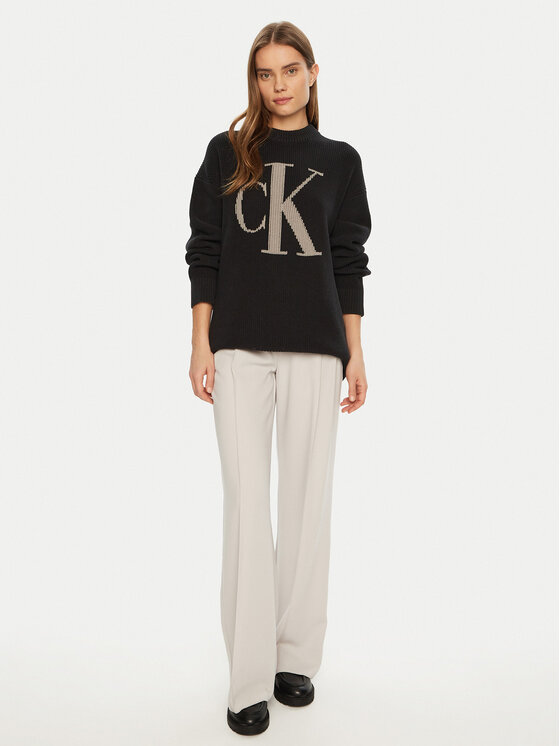 Calvin Klein Jeans Calvin Klein Jeans Džemperis Intrasia J20J224799 Melns Relaxed Fit