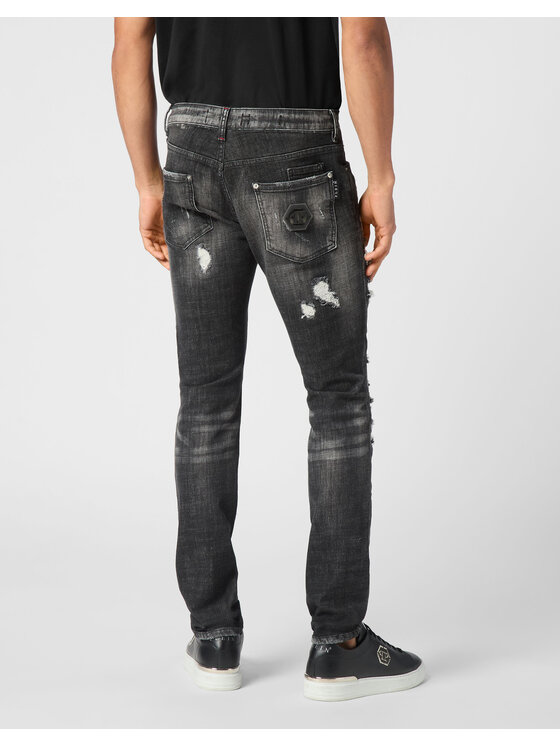 PHILIPP PLEIN PHILIPP PLEIN Džínsy 22161 Sivá Straight Leg