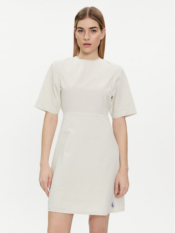 Calvin Klein Jeans Calvin Klein Jeans Sommerkleid J20J223425 Écru Regular Fit