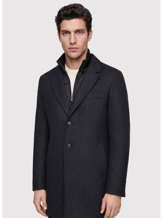 Pako Lorente Pako Lorente Płaszcz wełniany P26WF-7X-016 Szary ciemny Straight Fit