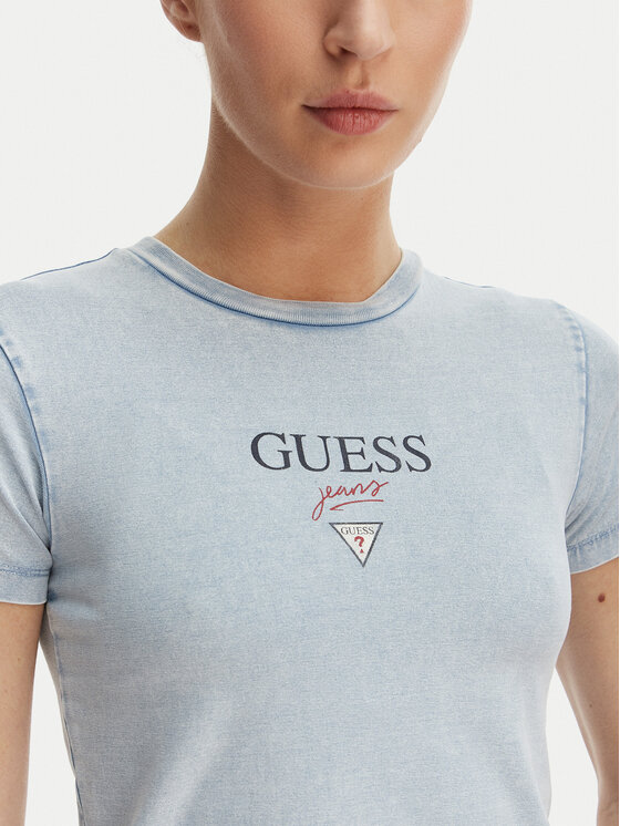 Guess Jeans Guess Jeans T-Shirt W6GIA6 KCTL1 Niebieski Slim Fit