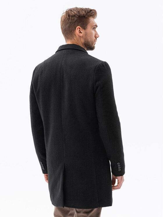 Ombre Ombre Kabát pro přechodné období OM-COWC-0105 Černá Regular Fit