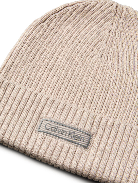 Calvin Klein Calvin Klein Шапкa Patch Chunky Rib Cotton Beanie LV04D8053G Бежевий