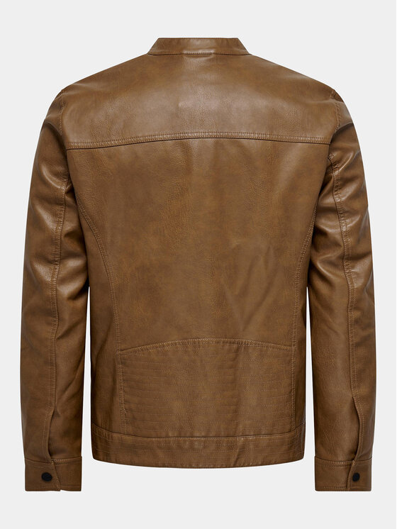 Only & Sons Only & Sons Jakna iz umetnega usnja Al. 22011975 Rjava Regular Fit