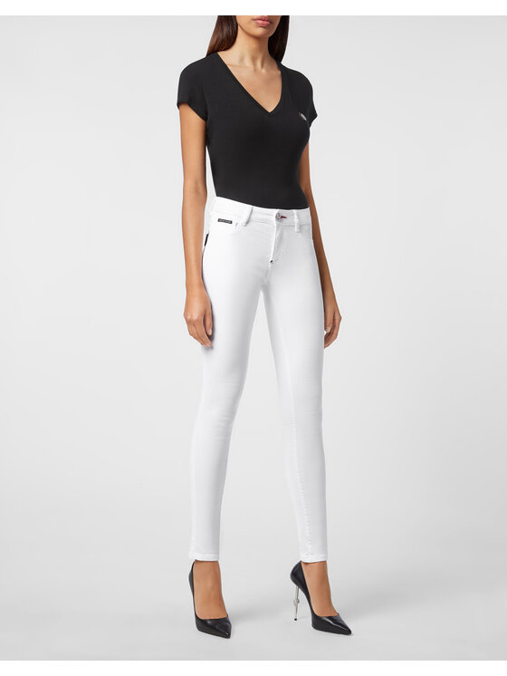 PHILIPP PLEIN PHILIPP PLEIN Džegínsy 5461 Biela Jegging Fit