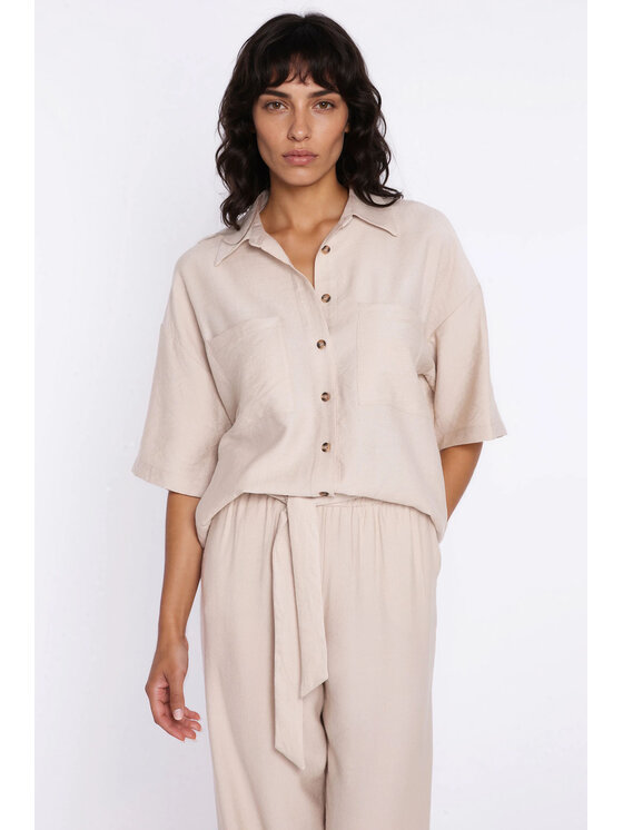 NIFE NIFE Kalhoty z materiálu SD135 Béžová Modern Relaxed Fit