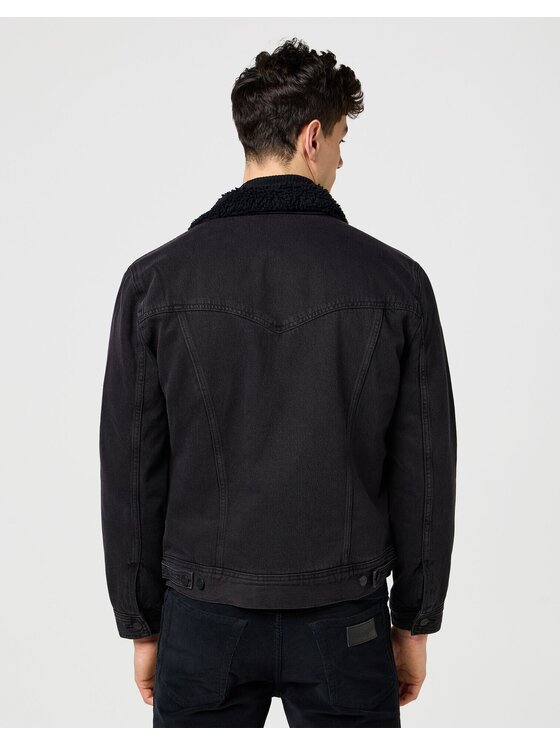 Wrangler Wrangler Kurtka jeansowa SHERPA CLASSIC JACKET Czarny Regular Fit