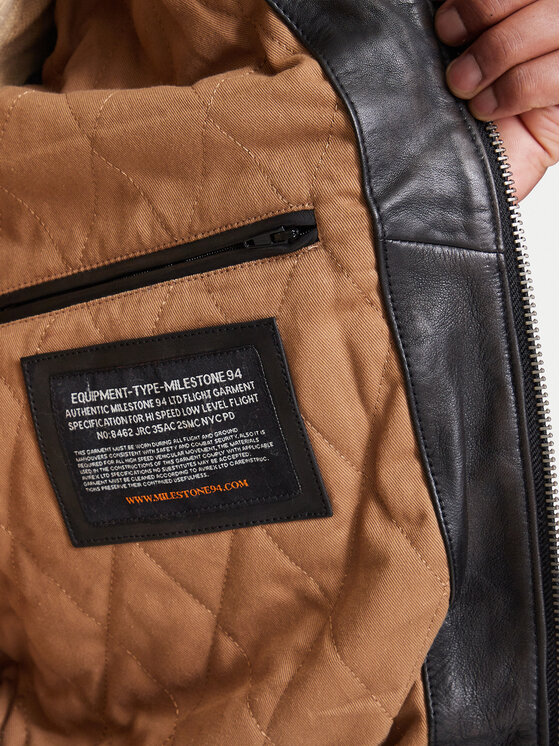 Milestone Milestone Lederjacke 631070 60400 Schwarz Regular Fit
