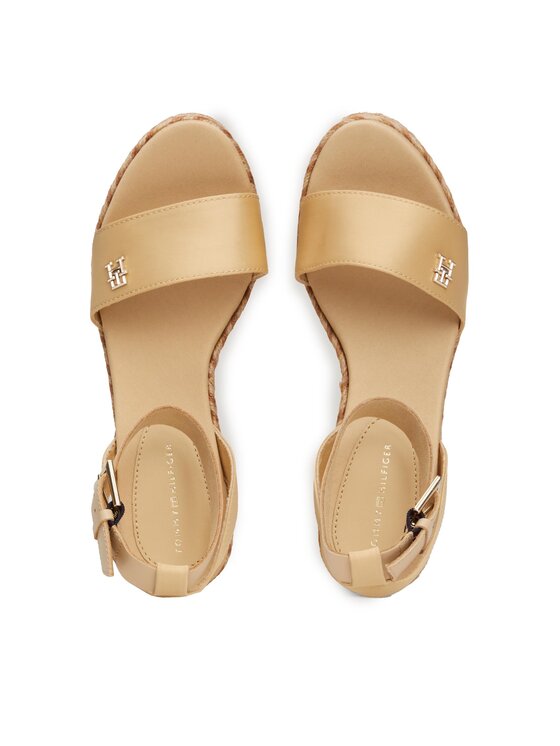 Tommy Hilfiger Tommy Hilfiger Espadrilės Colorful Wedge Satin Sandal FW0FW07913 Smėlio