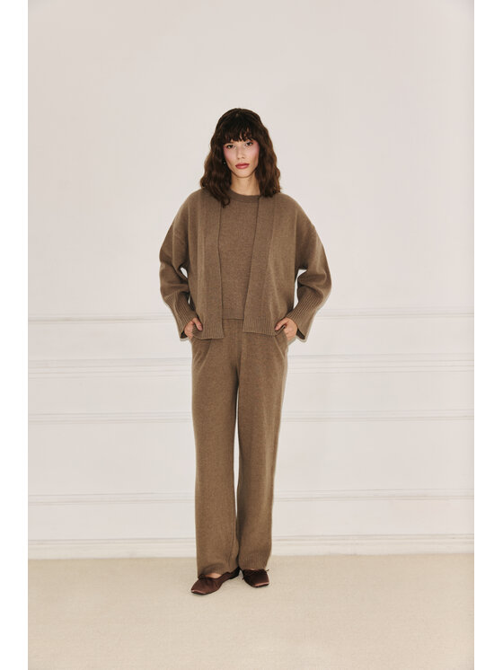 Entelier Entelier Kardigan open front Brązowy Relaxed Fit
