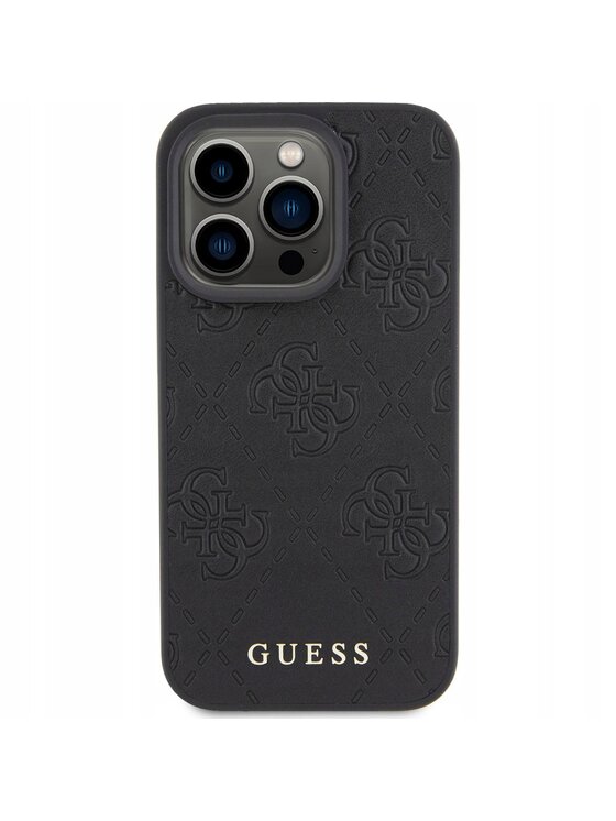 Guess Guess Etui na telefon Leather 4G Stamped Czarny