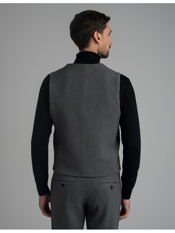 Borgio Borgio Kamizelka garniturowa porcari_sz Szary Slim Fit