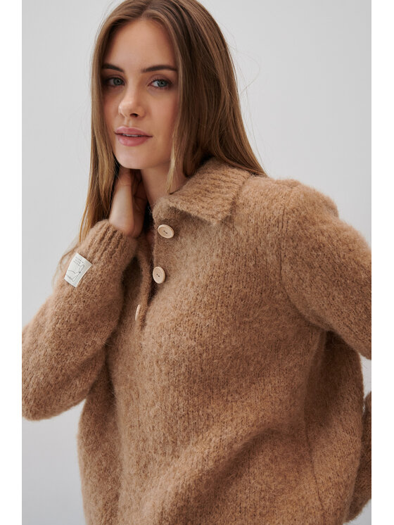 Fobya Fobya Sweter F2075 Miedziany Basic Fit