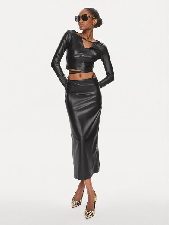 Versace Jeans Couture Versace Jeans Couture Midi sukně 76HAE800 Černá Slim Fit