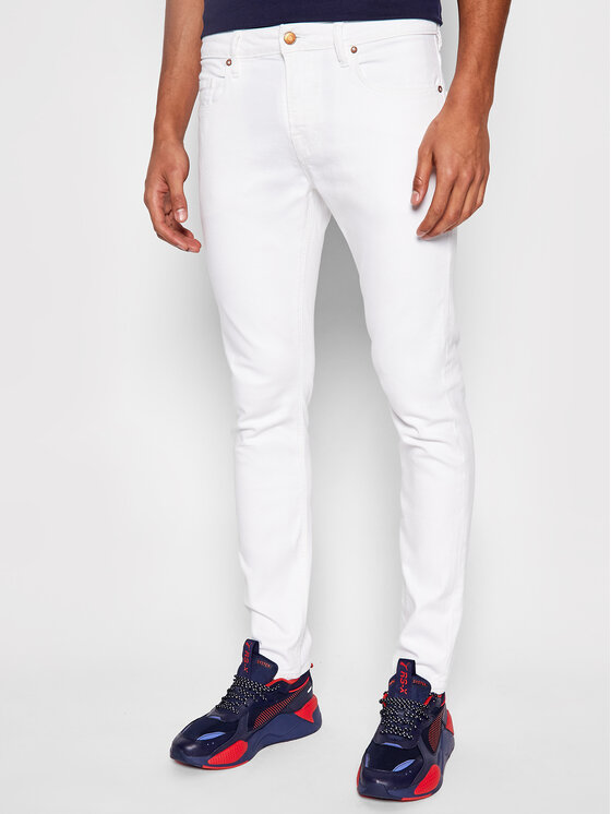 Guess Guess Jeans hlače Chris M1GA27 D4CK1 Bela Skinny Fit