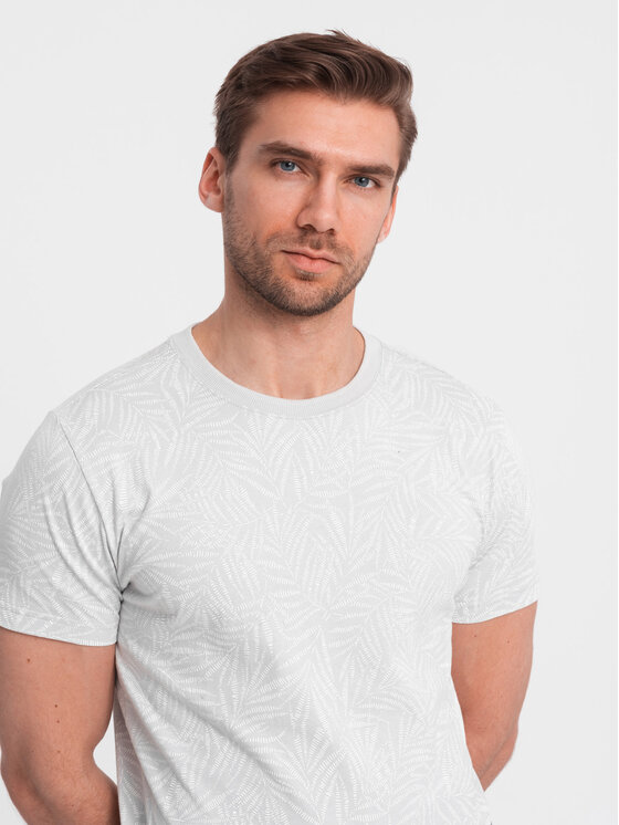 Ombre Ombre T-Shirt OM-TSFP-0182 Šedá Regular Fit