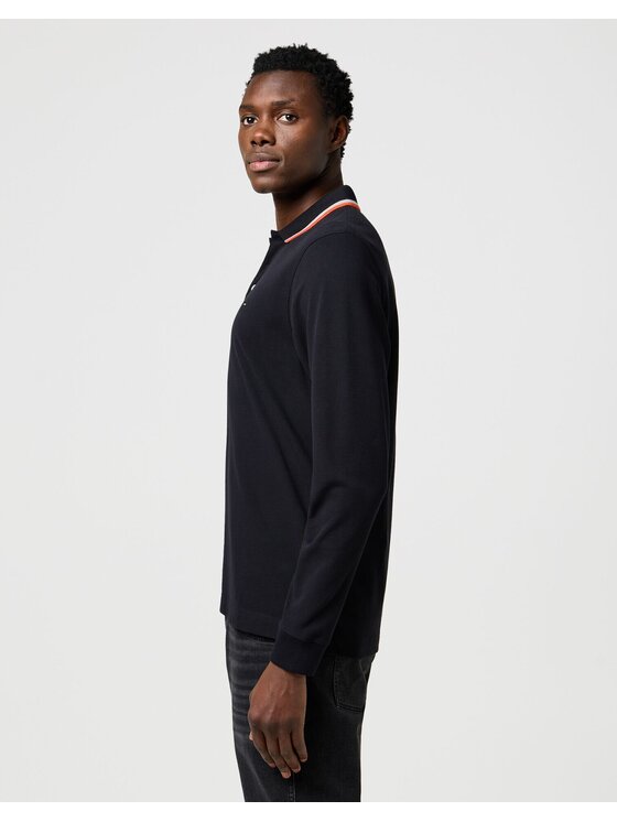 Wrangler Wrangler Longsleeve LS POLO SHIRT Czarny Regular Fit