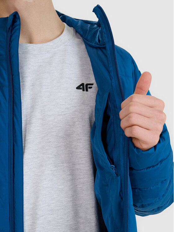4F 4F Kurtka puchowa BASIC+ Turkusowy Regular Fit