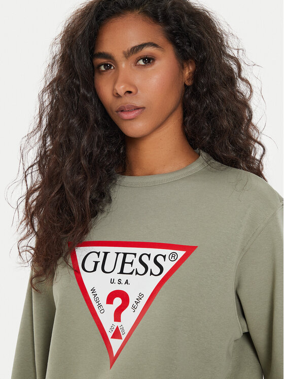 Guess Guess Μπλούζα W2YQ16 KBA11 Πράσινο Regular Fit