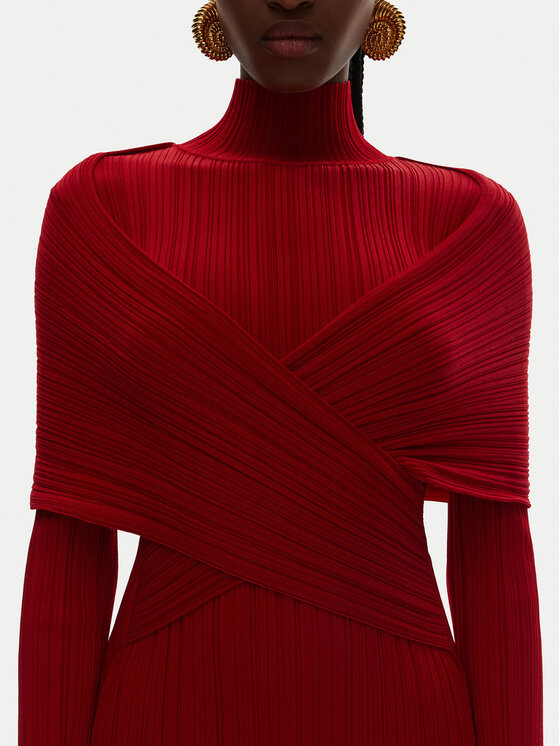 Balmain Balmain Večernja haljina DF0RR835KH70 Crvena Slim Fit