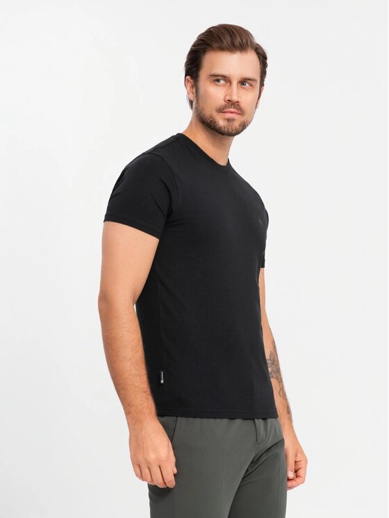 Ombre Ombre T-Shirt OM-TSCT-0220 Czarny Slim Fit