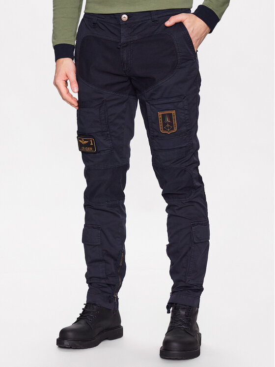 Aeronautica Militare Aeronautica Militare Medžiaginės kelnės 231PA1387CT1493 Tamsiai mėlyna Regular Fit