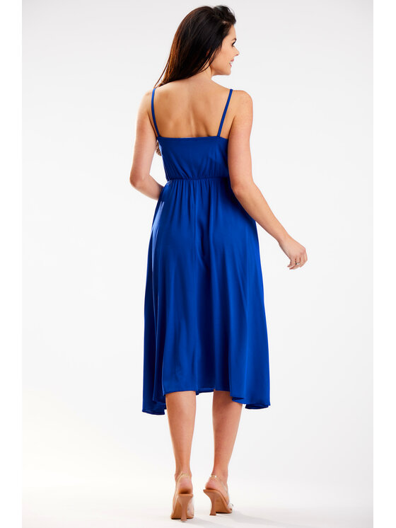 Awama Awama Sukienka letnia A579 Niebieski Basic Fit