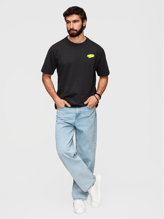 Ombre Ombre T-Shirt OM-TSPT-0288 Czarny Loose Fit