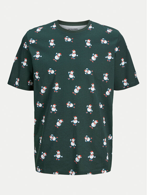 Jack & Jones Jack & Jones T-Shirt Xmas Merry 12265399 Zielony Standard Fit