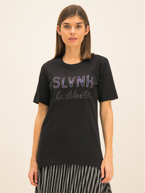 Silvian Heach Silvian Heach Tričko Stitten PGA19022TS Čierna Regular Fit