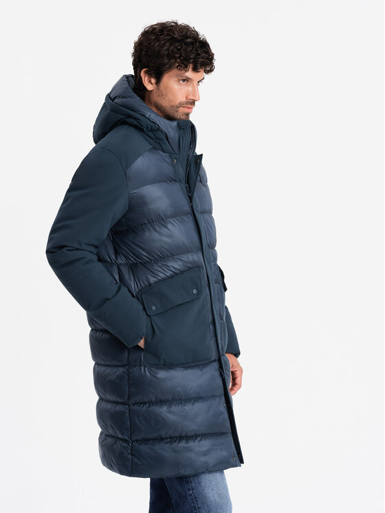 Ombre Ombre Kurtka puchowa OM-JALJ-0165 Niebieski Regular Fit