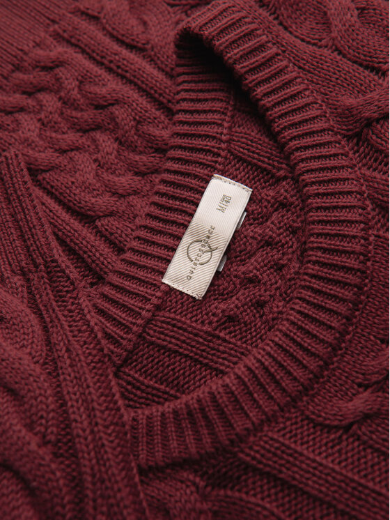 Ombre Ombre Sweter OM-SWSW-0191 Bordowy Regular Fit