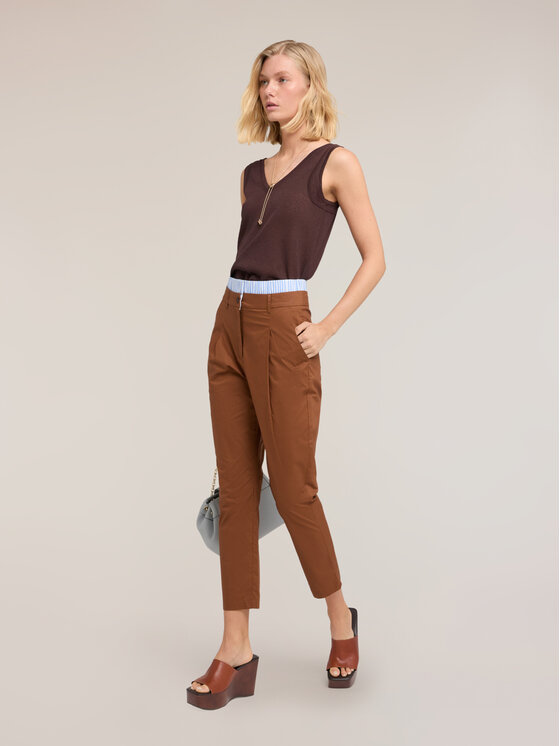 Motivi Motivi Pantaloni di tessuto P00SQ004577N0V2 Marrone Boy Fit