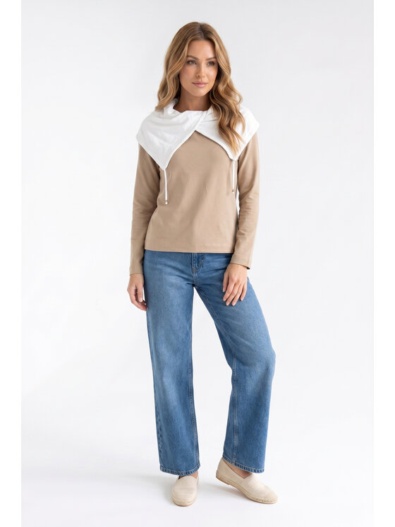 FIGL FIGL Mikina M1365 Béžová Regular Fit