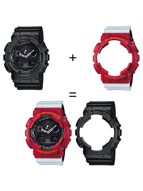 Casio Casio Zegarek SET GA-100-1A1ER + BEZEL 10441433 + PASEK 10527469 Biały