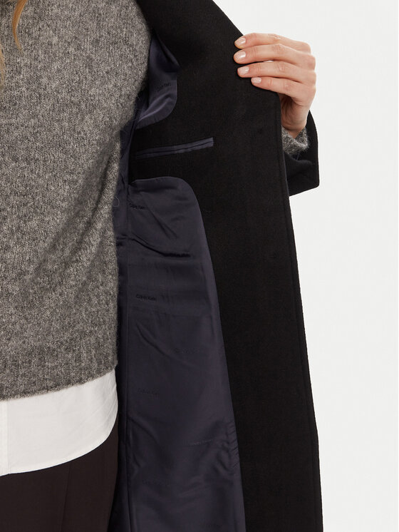 Calvin Klein Calvin Klein Vuneni kaput LV044D558G Crna Slim Fit