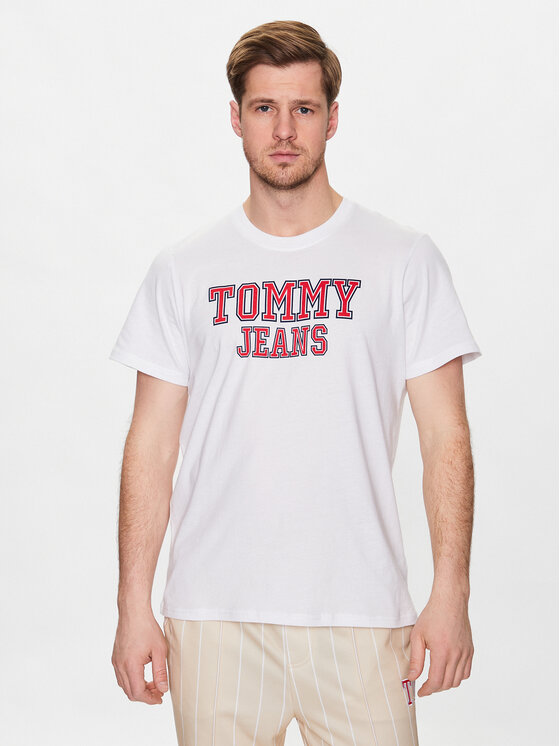 Tommy Jeans T-krekls Essential DM0DM16405 Balts Regular Fit