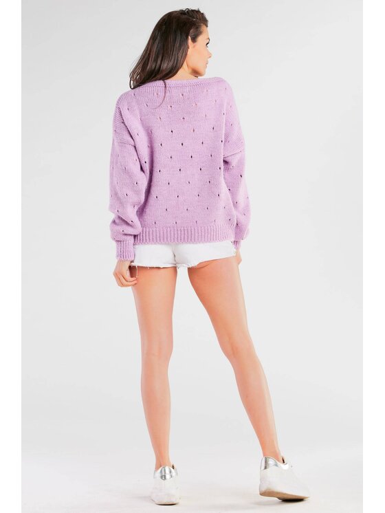 Awama Awama Sweter A445 Fioletowy Basic Fit