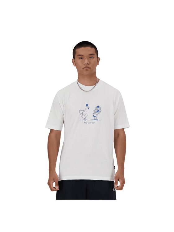New Balance New Balance T-Shirt Essentials Chicken MT41591WT Biały Regular Fit